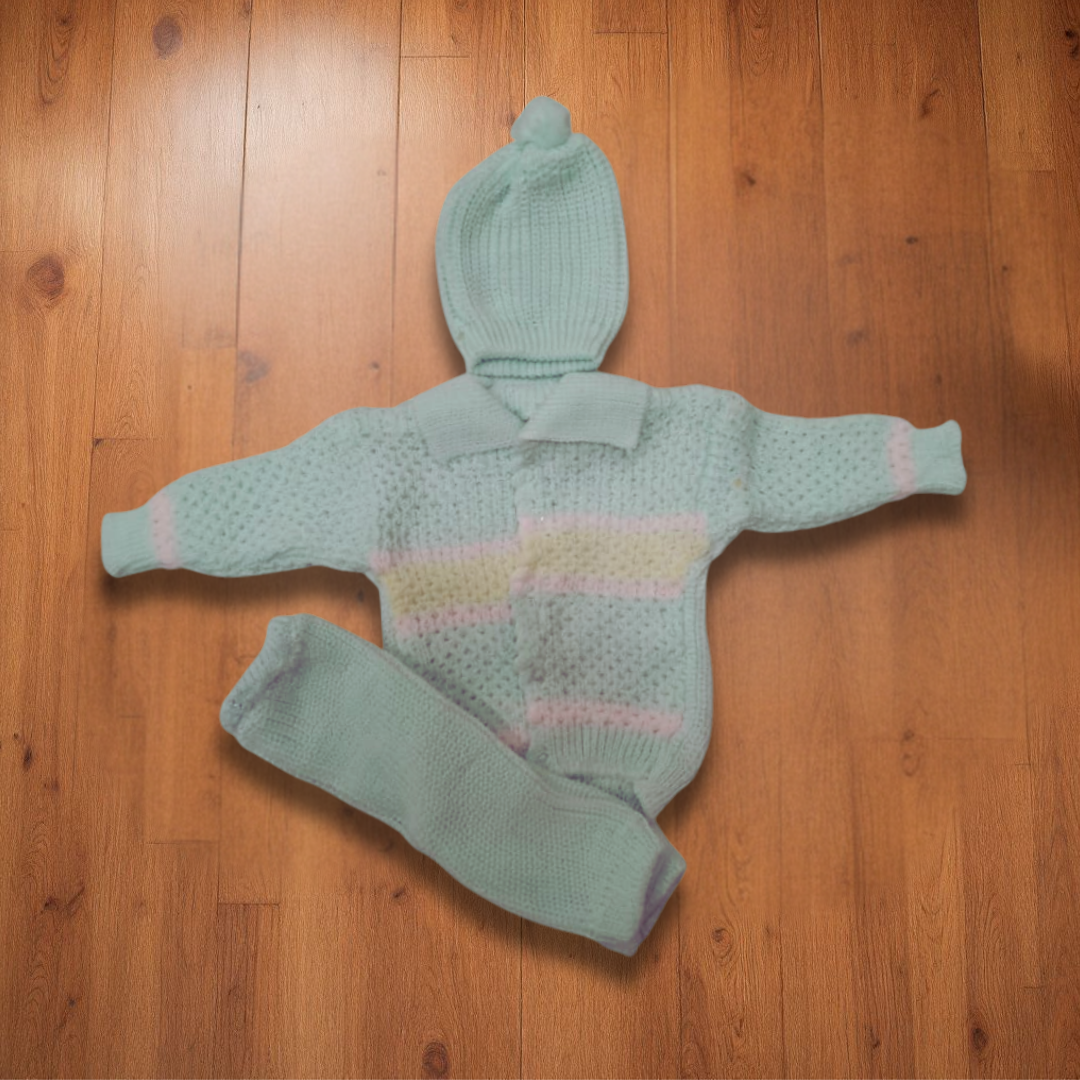 Cozy Blue Woolen 3 Piece Newborn Starter Set