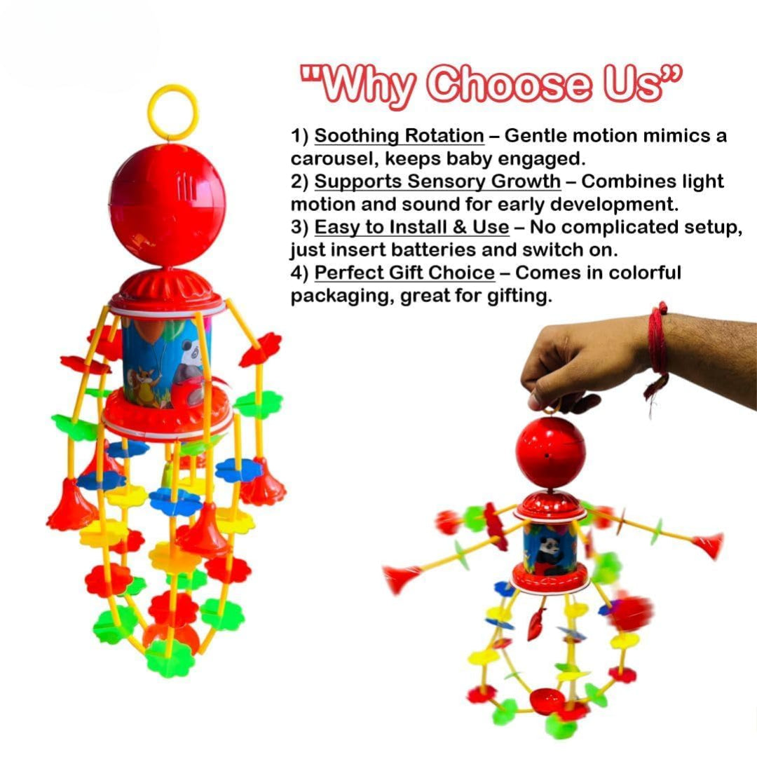 Musical Baby Mobile with Rotating Toys, Soothing Melodies, and Gentle Lighting