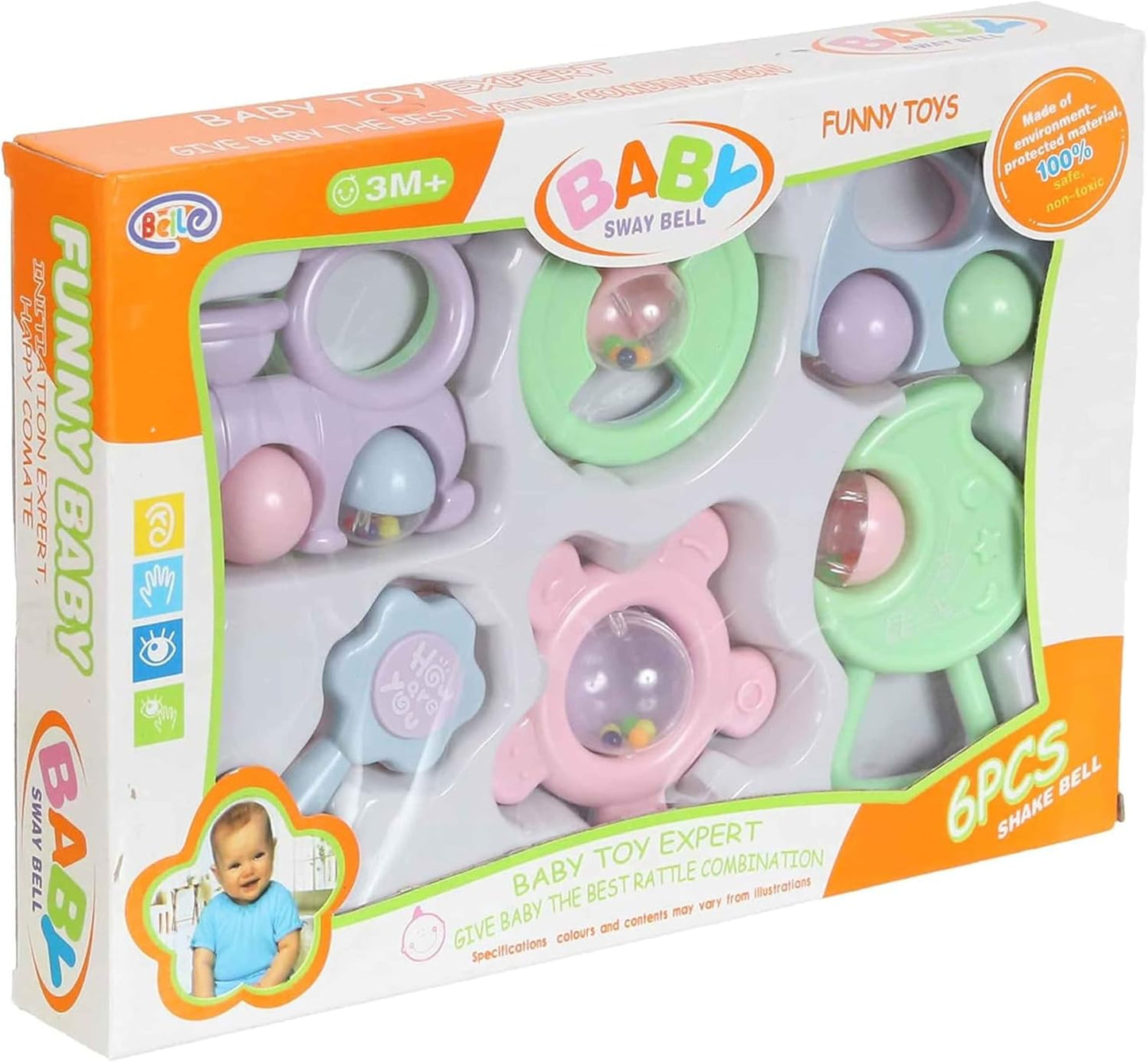 Baby Shaker Rattle |Classic Sound Toy with Beads Inside