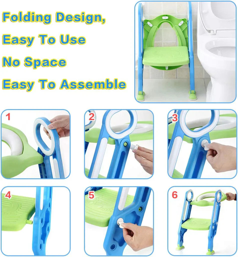 Adjustable Baby Toilet Training Seat with Step Stool & Handrails