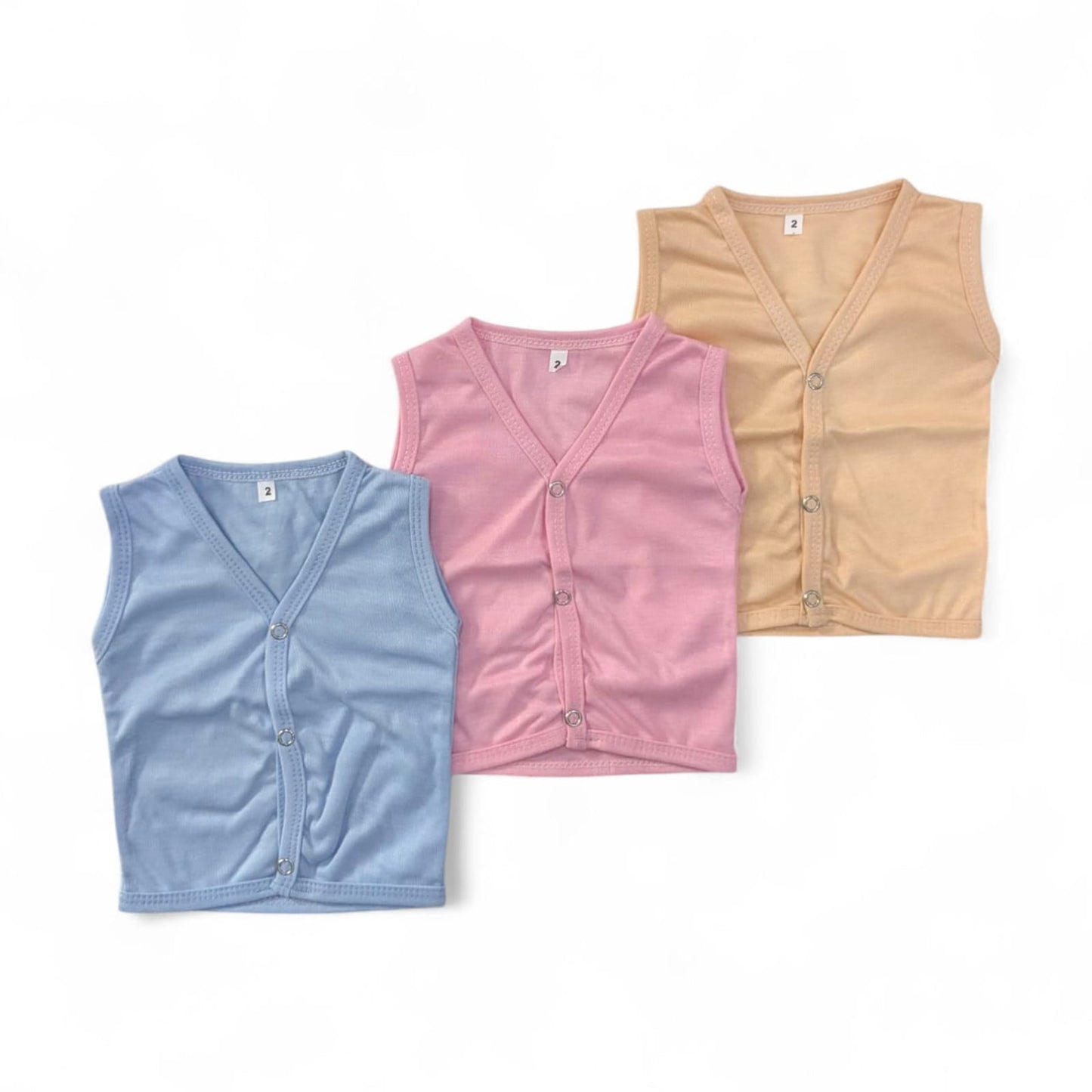 Newborn Multicolor Sleeveless Vest (Pack of 3)
