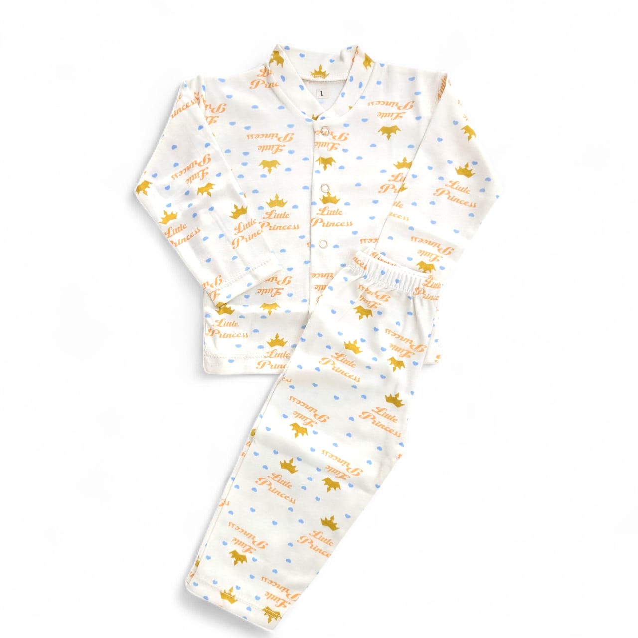2 Pc Girls white Orange Nightwear Set