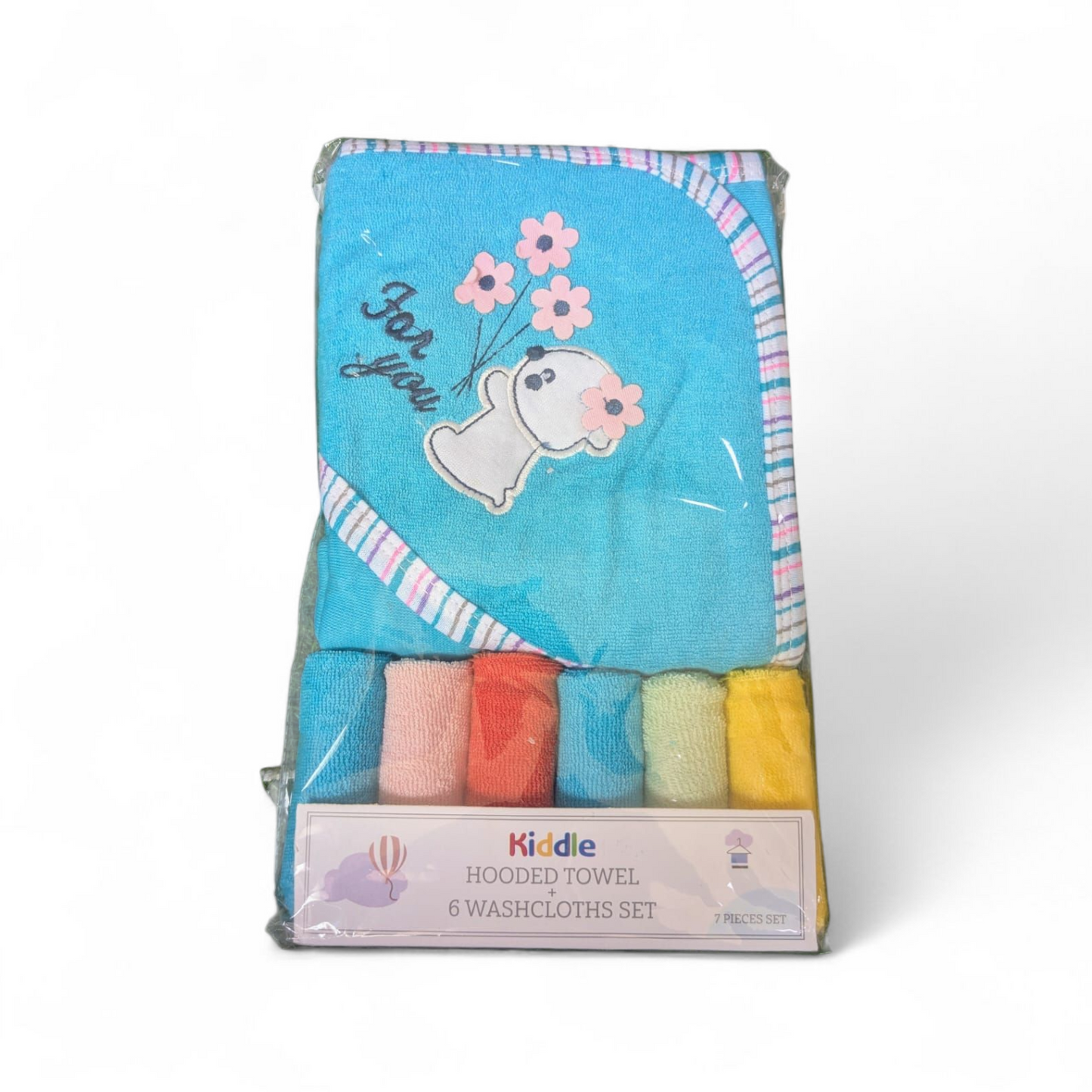 Kiddle Blue 7-Piece Hooded Towel & Washcloths Set