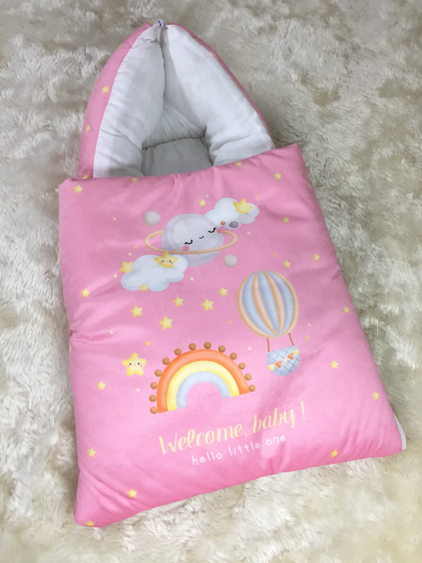 Welcome Baby Blue Velvet Carry Nest | Cozy, Comfortable, and Perfect for Newborns