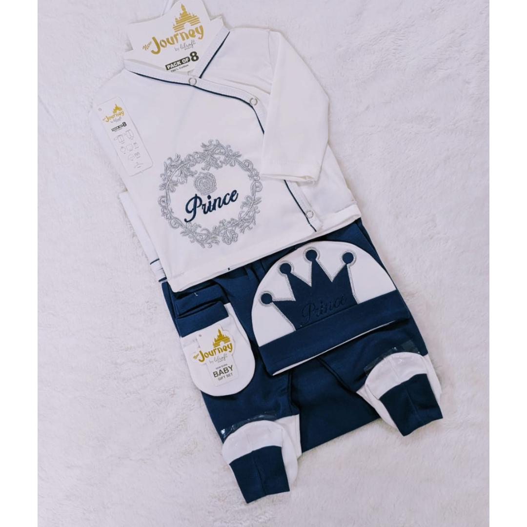 New born 8 Pc All in one crown suit set (0-3 months)