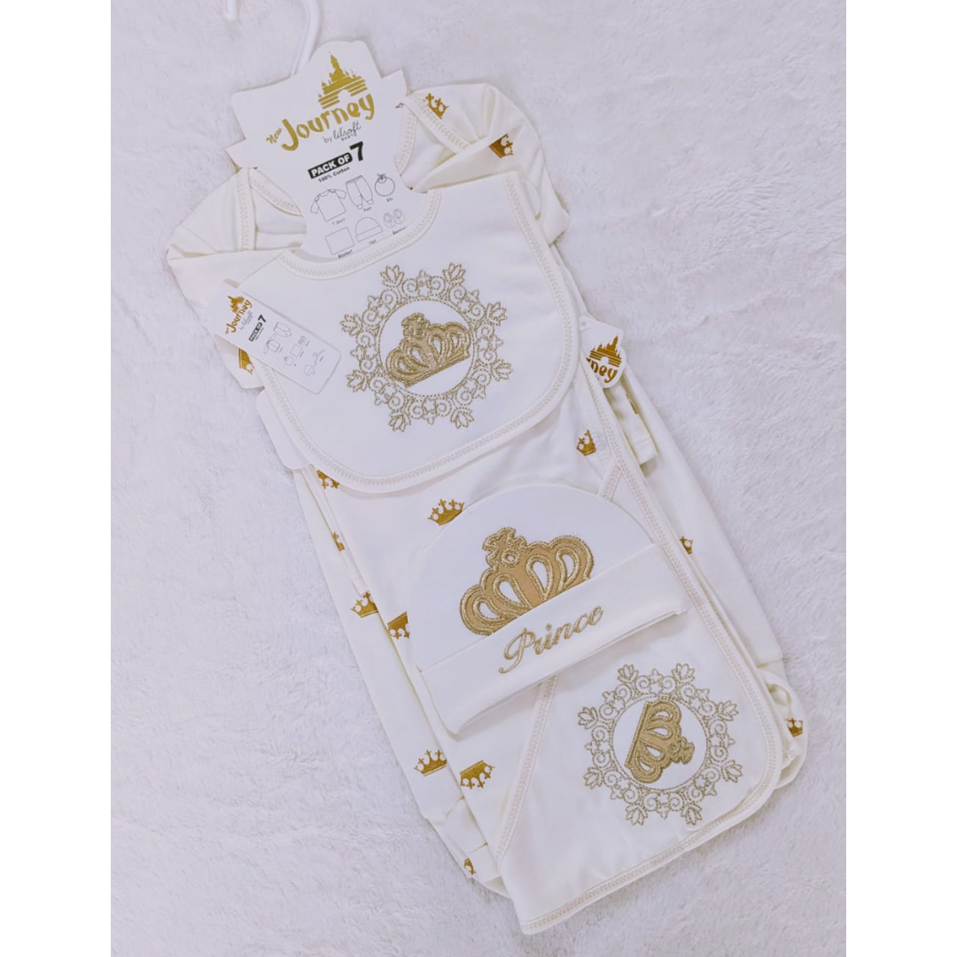 New born 7 Pc All in one crown design suit set (0-3 months)
