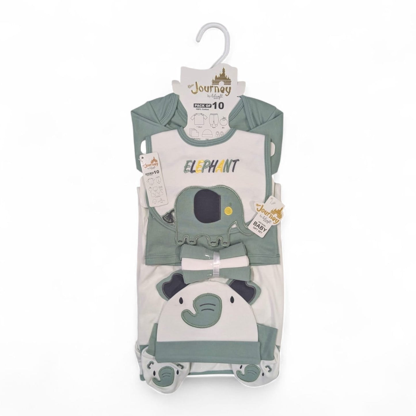 Newborn 10 pc Elephant Baby Starter Set