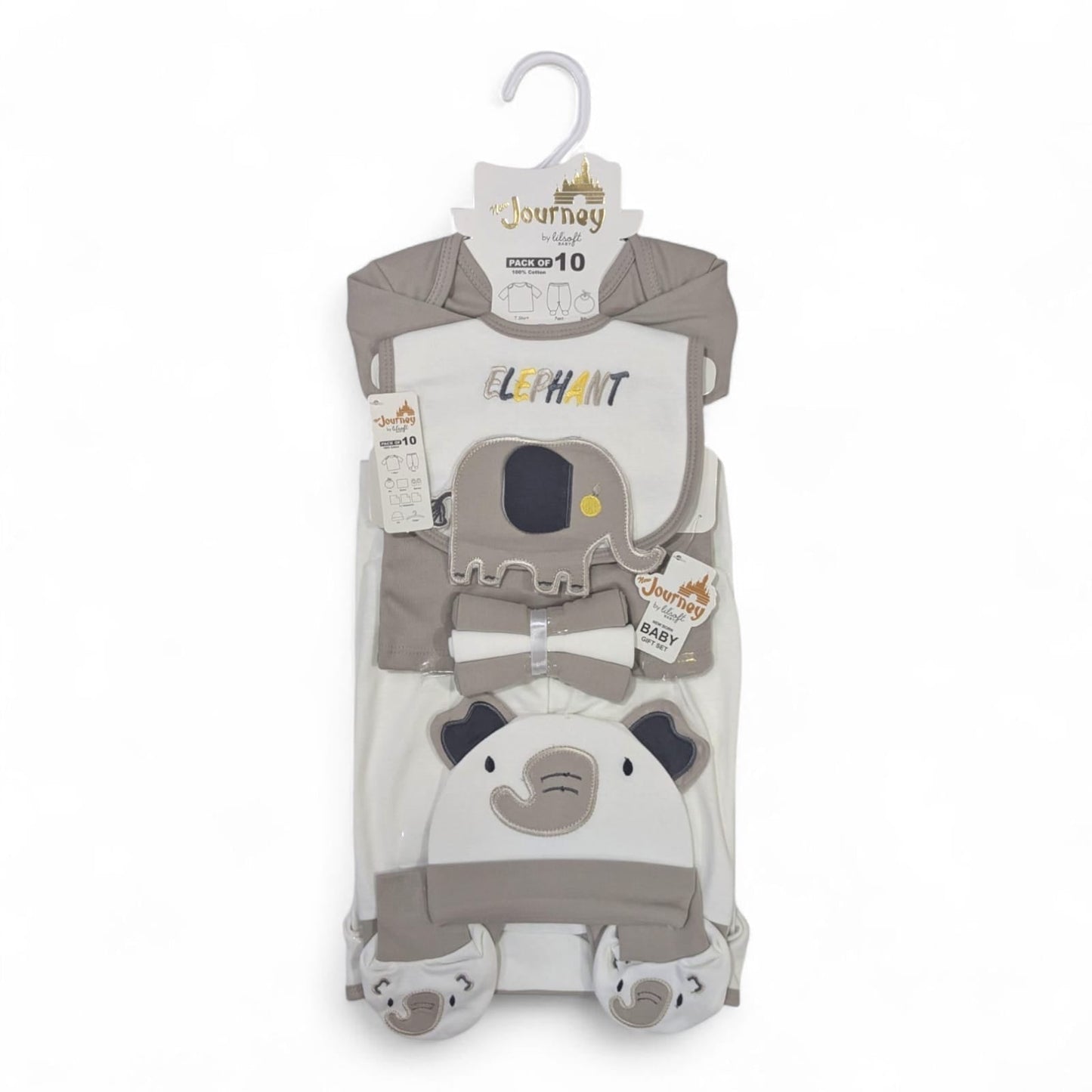 Newborn 10 pc Elephant Baby Starter Set