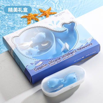Baby 4 Pc Dolphin  Feeding Silicone Set