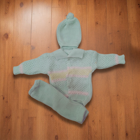Cozy Blue Woolen 3 Piece Newborn Starter Set
