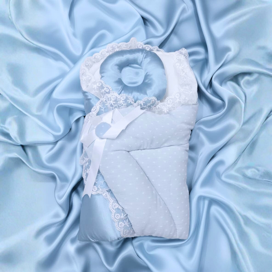 Blue Silk Dotted Pattern Newborn Nest