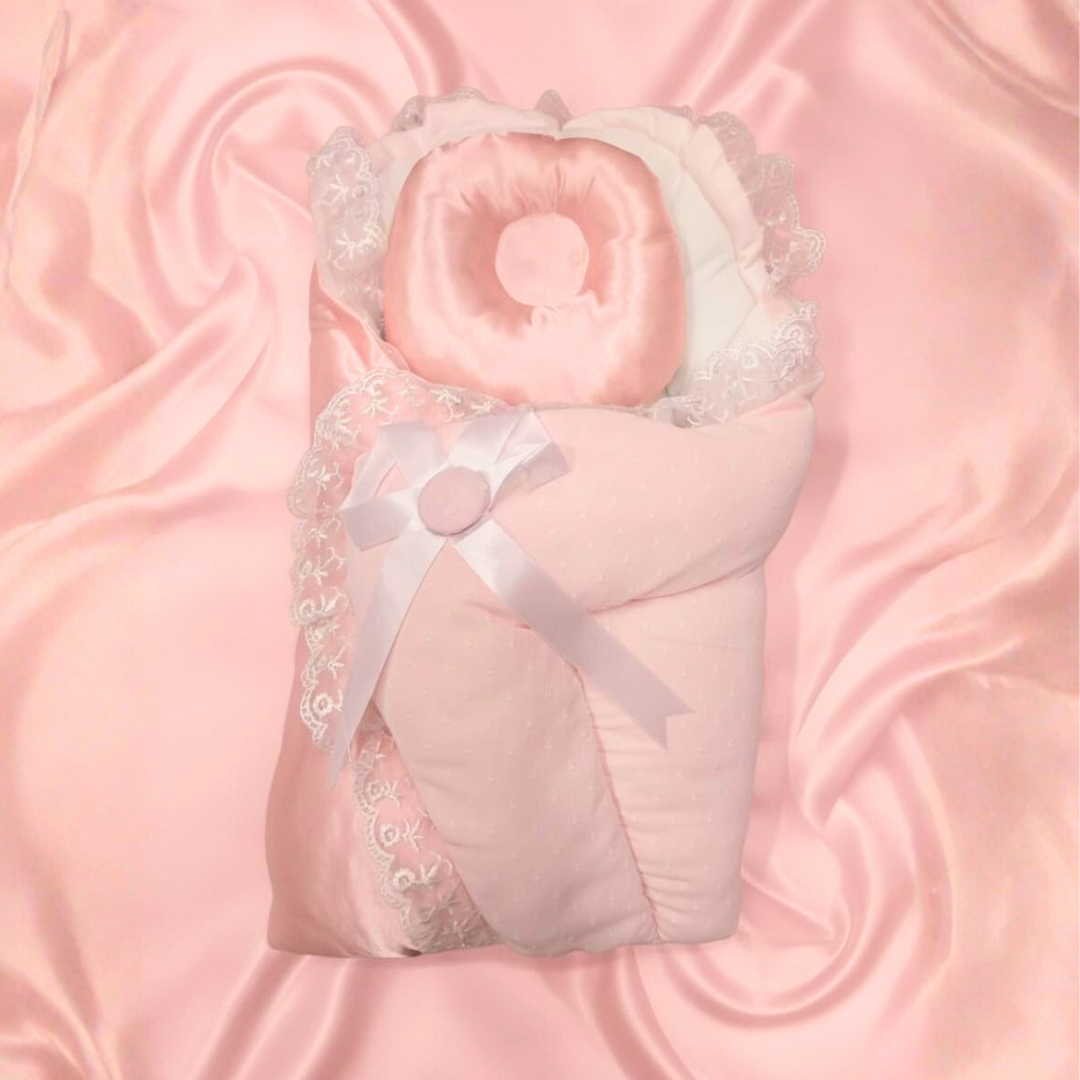 Pink Silk Dotted Pattern Newborn Nest