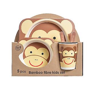 Kids 5 Pc Bamboo fiber Feeding Tableware Set