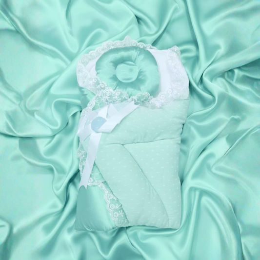 Green Silk Dotted Pattern Newborn Nest