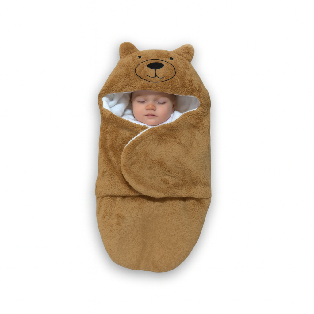 Baby Winter Swaddle Blanket 0–7 Months – Warm Bear Hood Fleece Wrap for Newborns & Infants | Soft, Breathable, and Snug Sleeping Bag