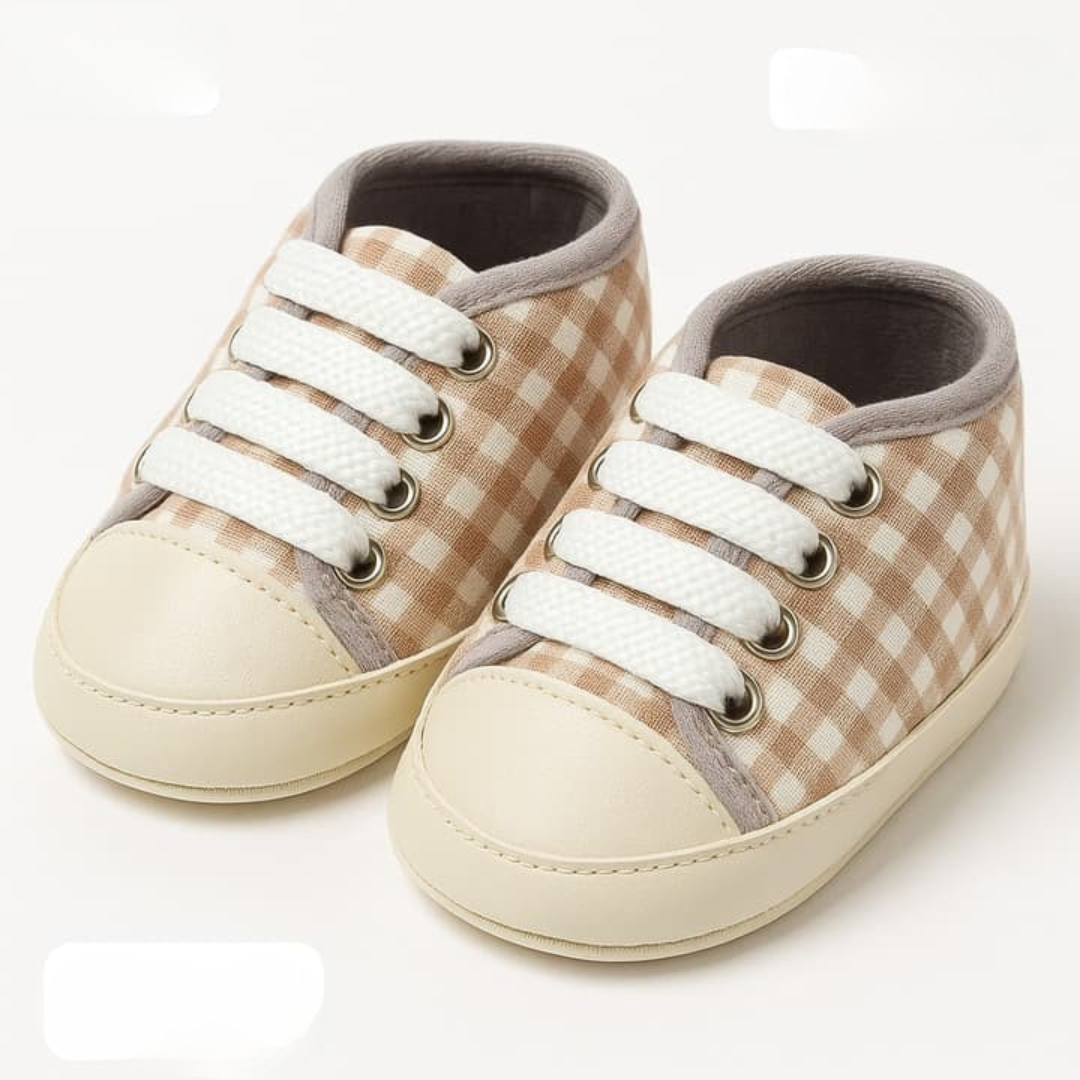 Light Brown Stripe Flexible Crib Shoes