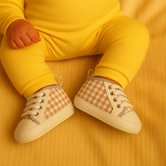 Light Brown Stripe Flexible Crib Shoes