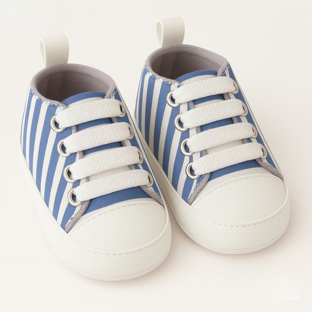 Newborn Blue Striped Soft-Sole Shoes