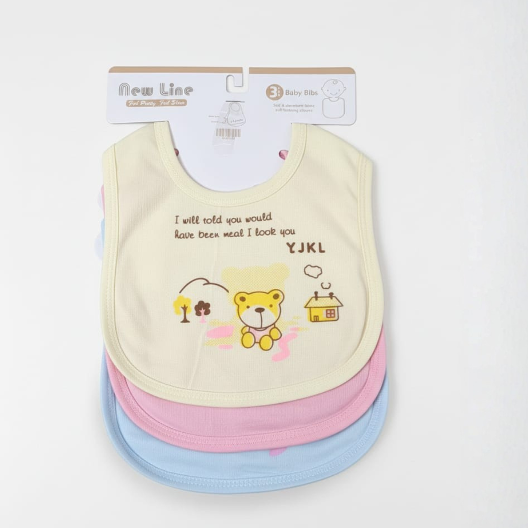 3 Pc Bear Print Bibs