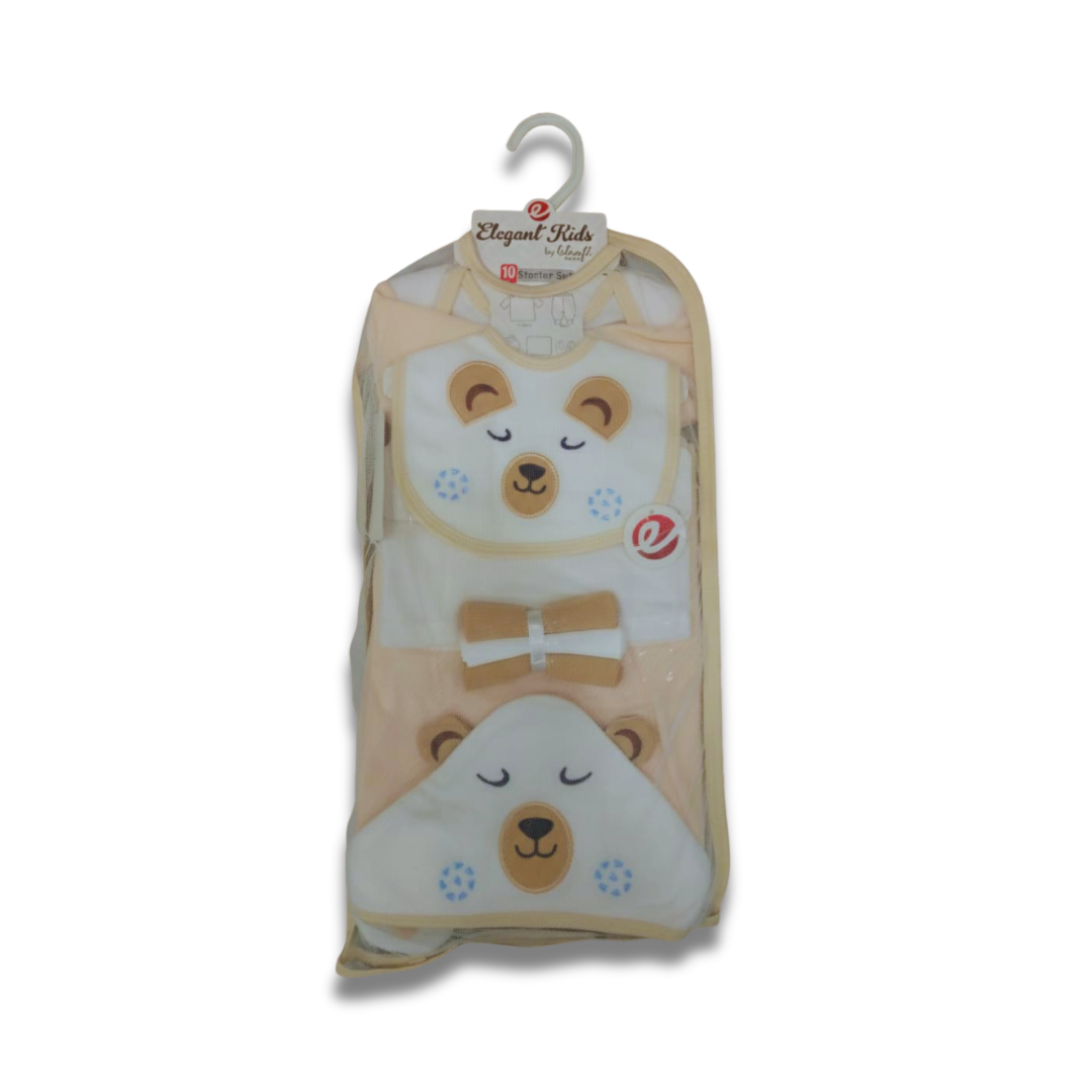 Newborn 10-Pc  Bear Peach Fleece Starter Set