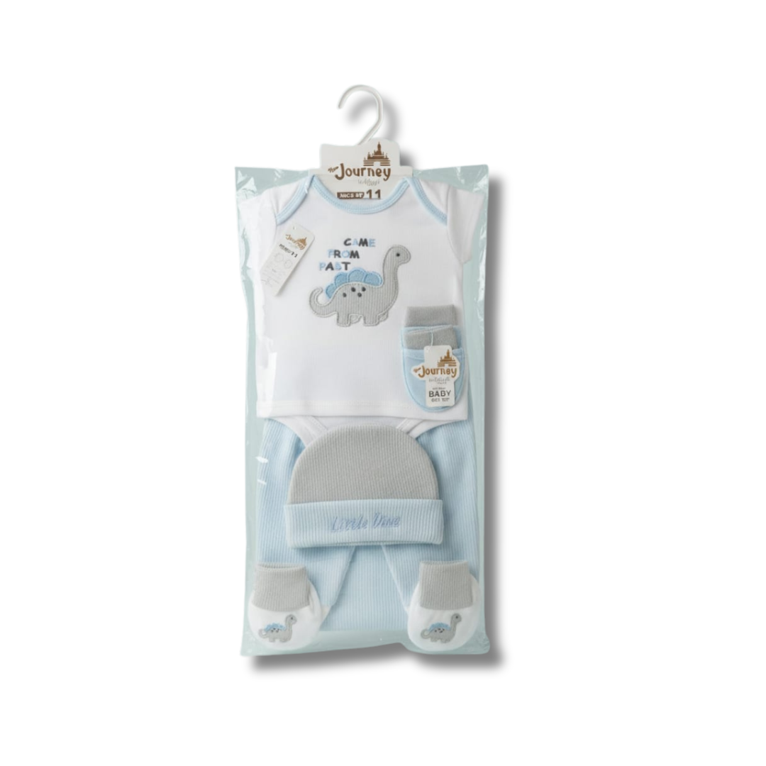 11-Piece Blue Dino Newborn Fleece Starter Set
