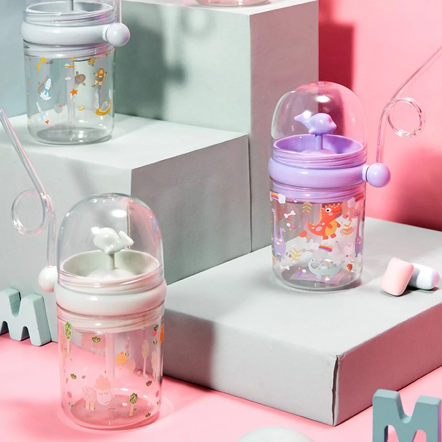 Kids whale water drinking Cup with Straw 260ml