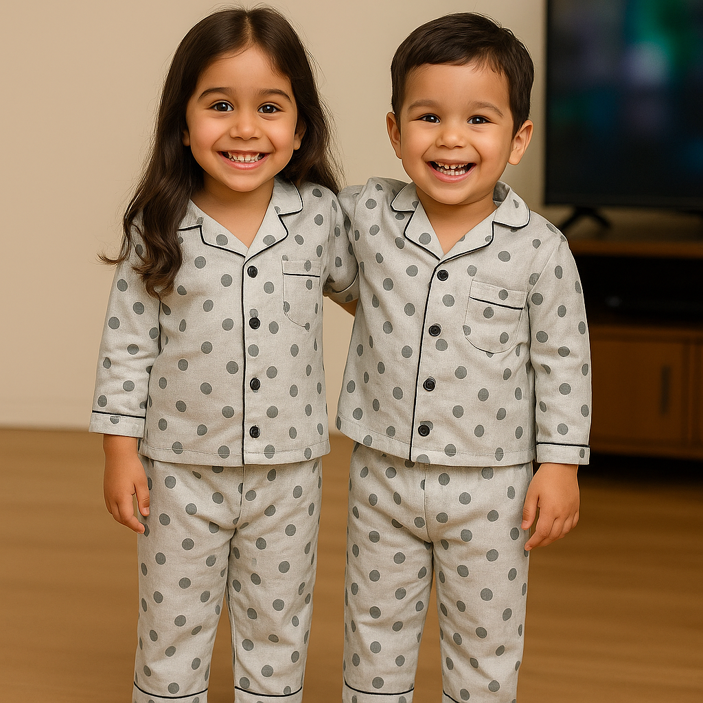 Kids 2 Pc Circle print  Night Suit