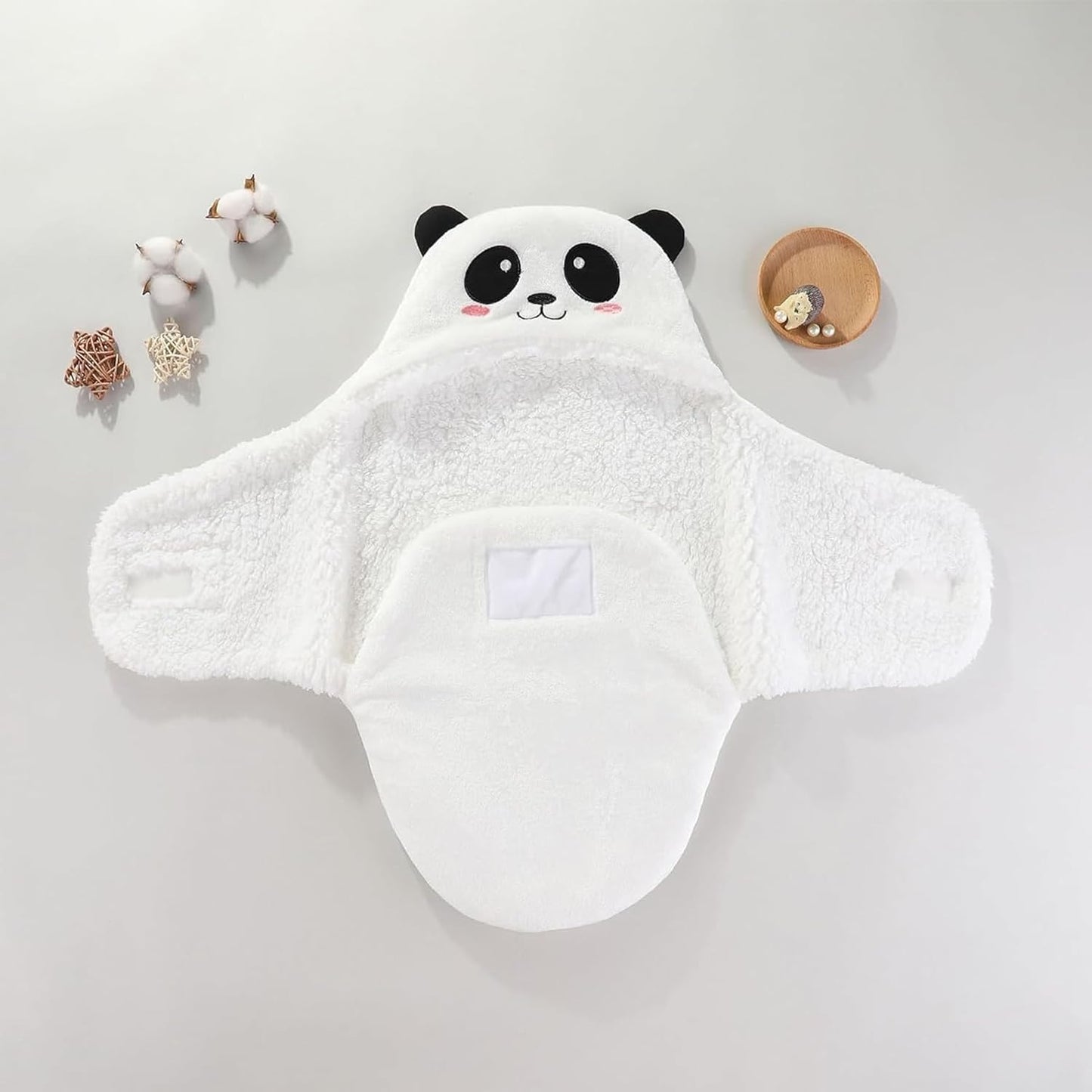 Cozy Panda Baby Swaddle | Hooded Fleece Sleeping Bag for Newborns (0–12M)
