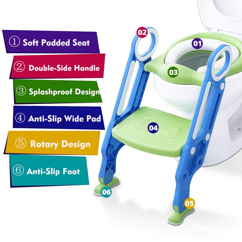 Adjustable Baby Toilet Training Seat with Step Stool & Handrails