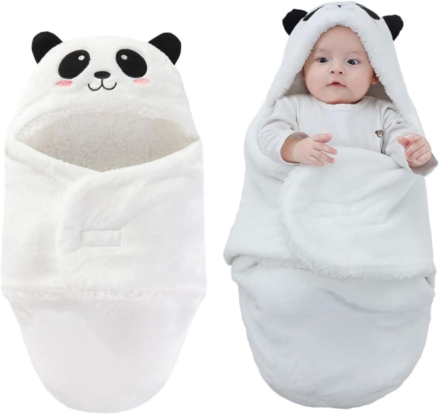 Cozy Panda Baby Swaddle | Hooded Fleece Sleeping Bag for Newborns (0–12M)