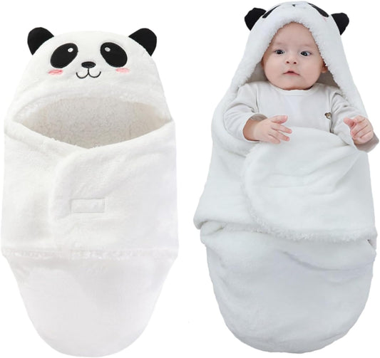 Cozy Panda Baby Swaddle | Hooded Fleece Sleeping Bag for Newborns (0–12M)