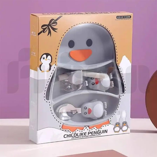Baby 4 Pc Penguin Feeding Silicone Set