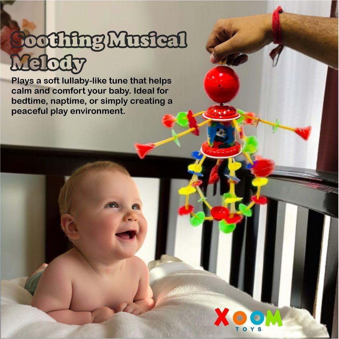 Musical Baby Mobile with Rotating Toys, Soothing Melodies, and Gentle Lighting