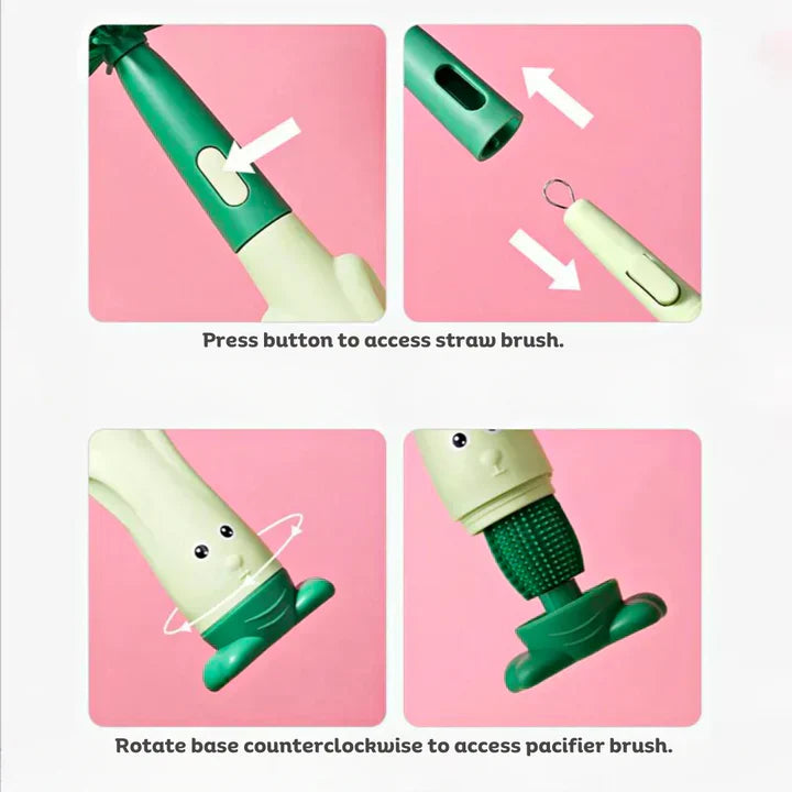 3 in 1 Baby Green Silicone Feeder Cleaner