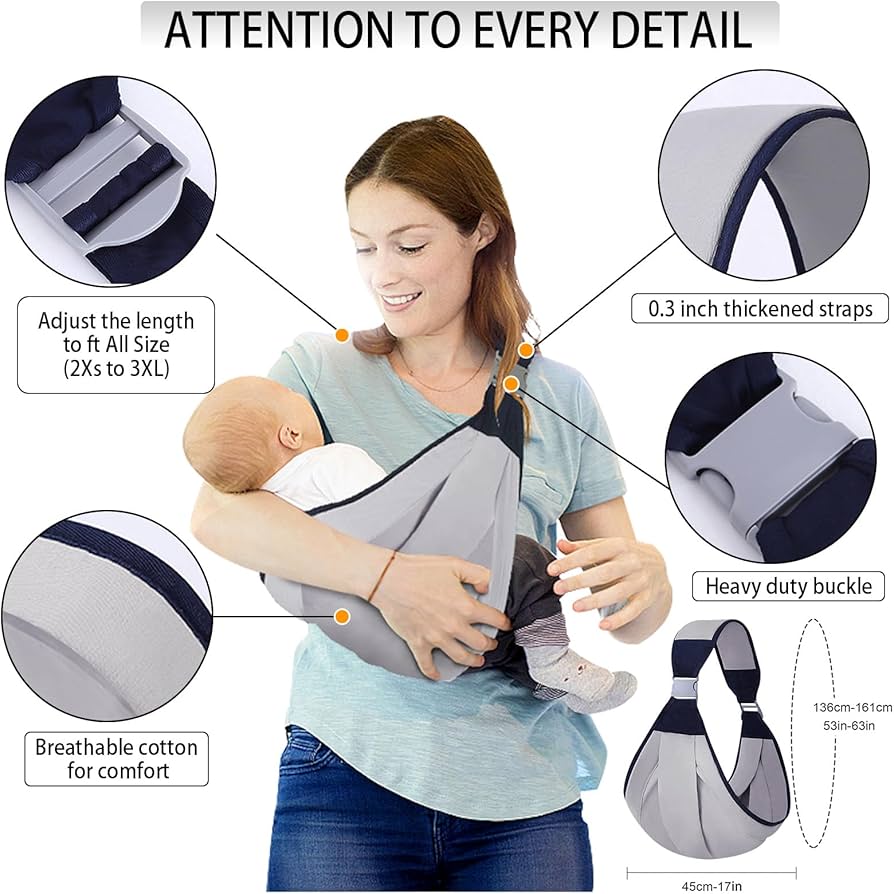 Kidzo Baby Sling Carrier | Ergonomic, Adjustable & Breathable Wrap for Newborns and Infants