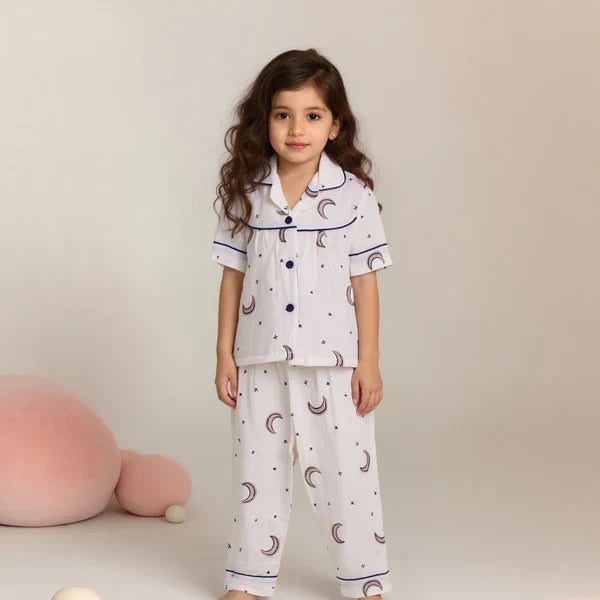 Little Girl Star & Moon Design Night Suit