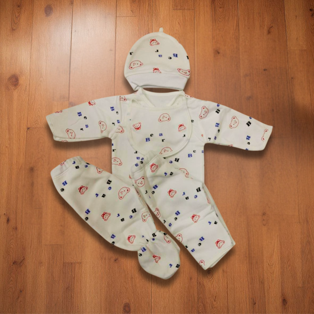 White Fleece 5-Piece Newborn Starter Set