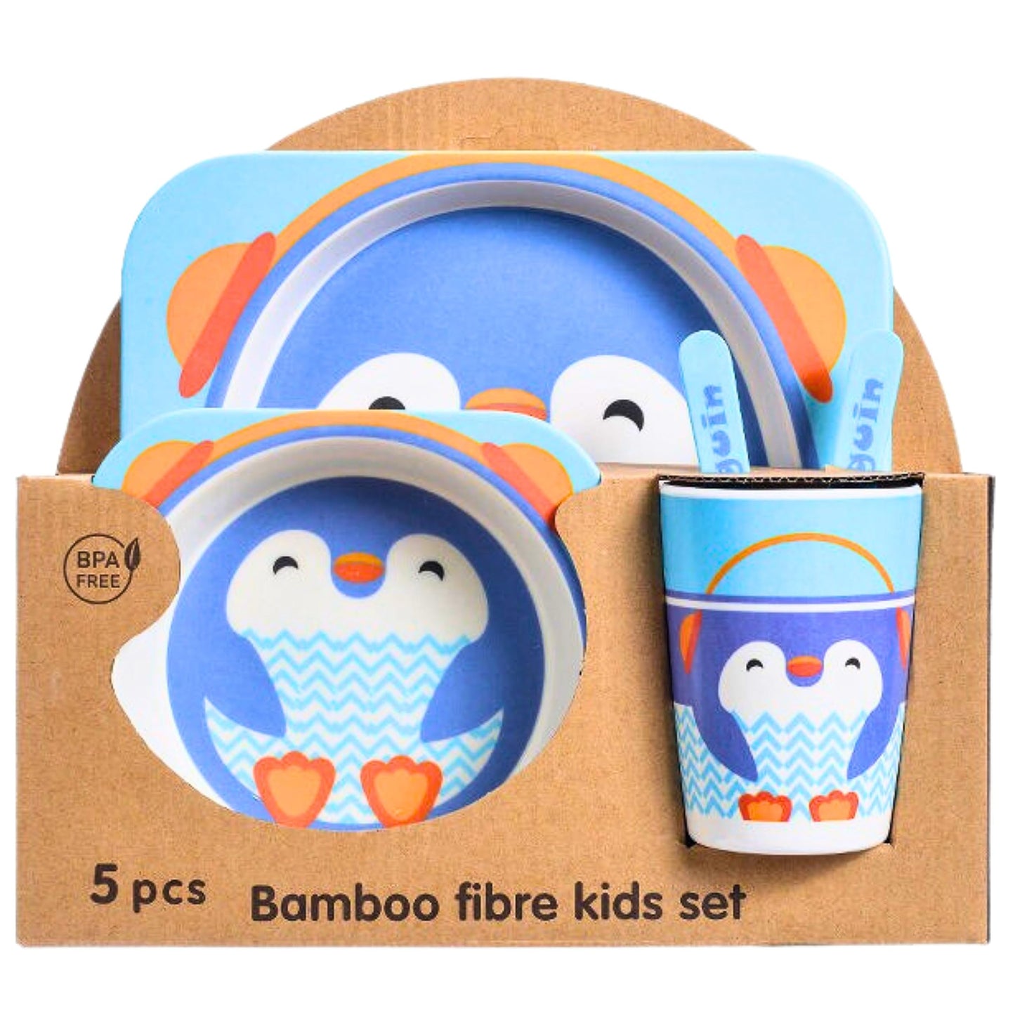 Kids 5 Pc Bamboo fiber Feeding Tableware Set