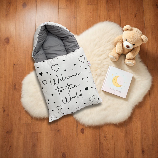 Welcome to the World nest | Heart Print | Soft, Cozy, and Portable Sleeping Space for Newborns & Infants