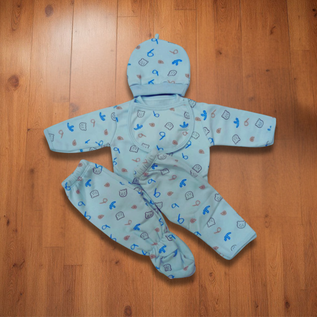Blue Fleece 5-Piece Newborn Starter Set