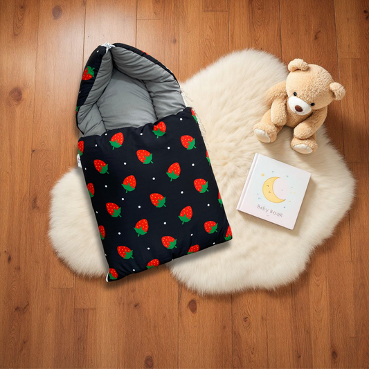 Adorable Strawberry Print Soft Cotton Baby Carry Nest | Perfect for Napping, Lounging, and Travel