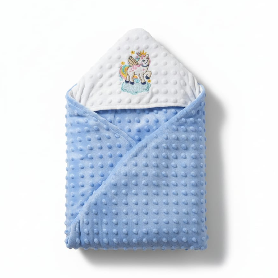 Winter Light Blue Poppy  Wrapping Sheet with Hood