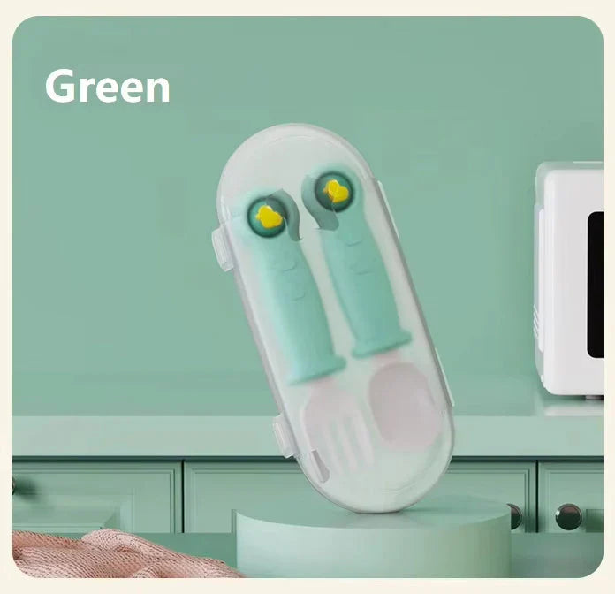 2 Pc Silicone Feeding Spoon & Fork Set