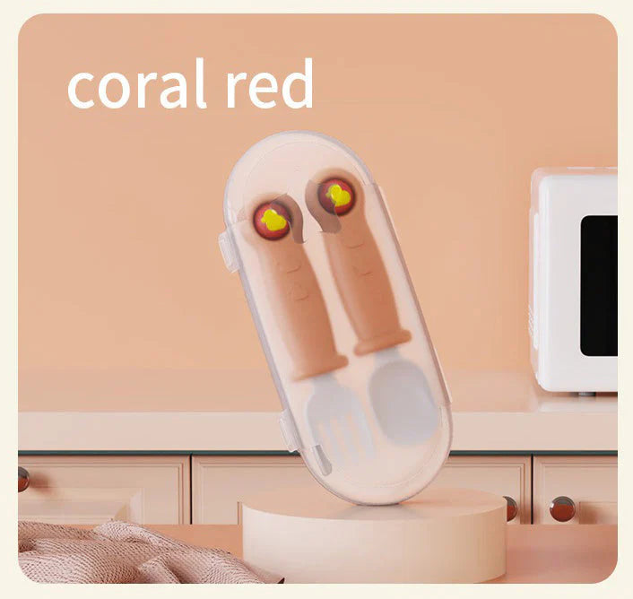 2 Pc Silicone Feeding Spoon & Fork Set