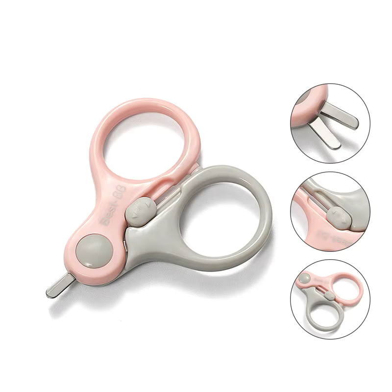 newborn Safety Nail Scissors Pink & Grey
