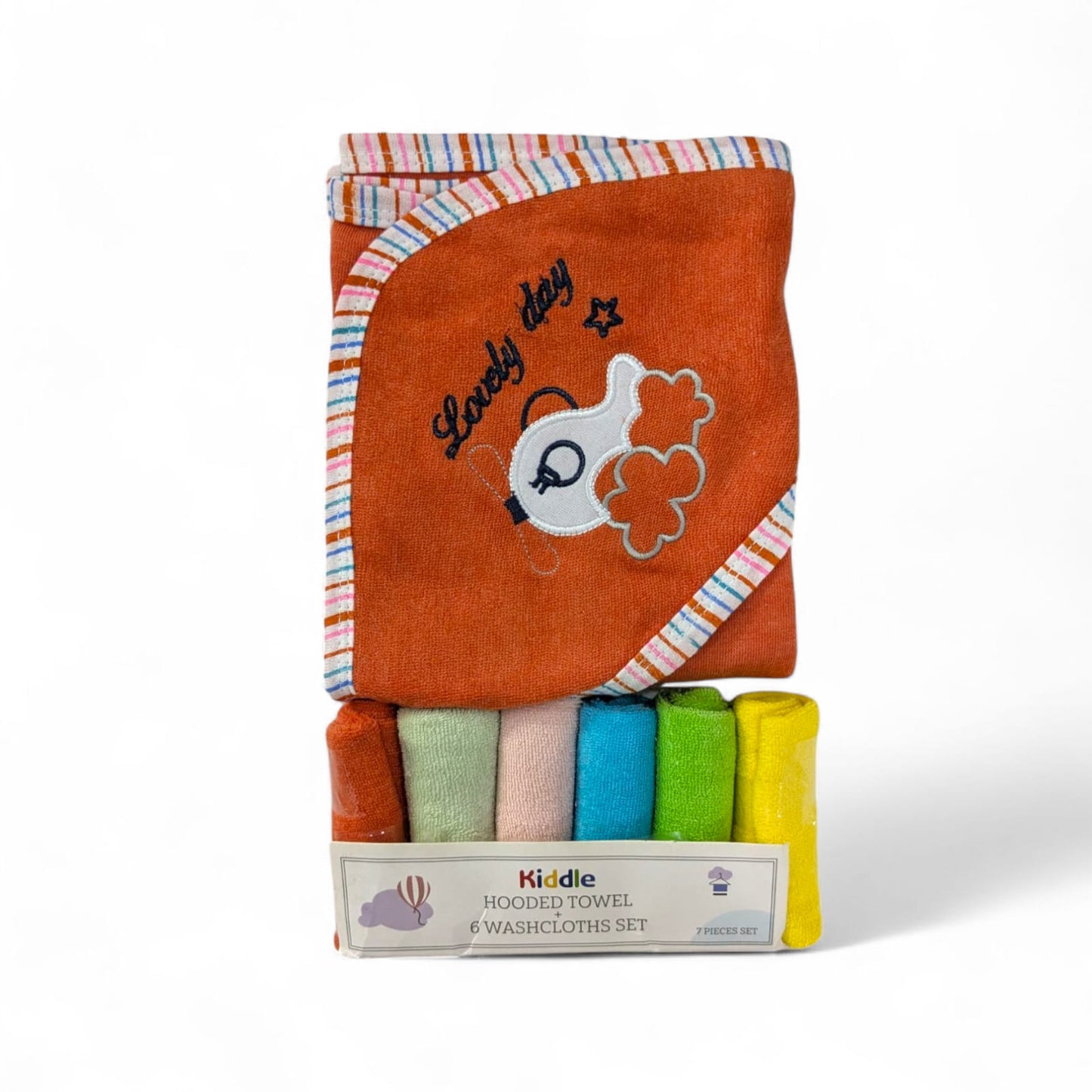 Kiddle Orange 7-Piece Hooded Towel & Washcloths Set
