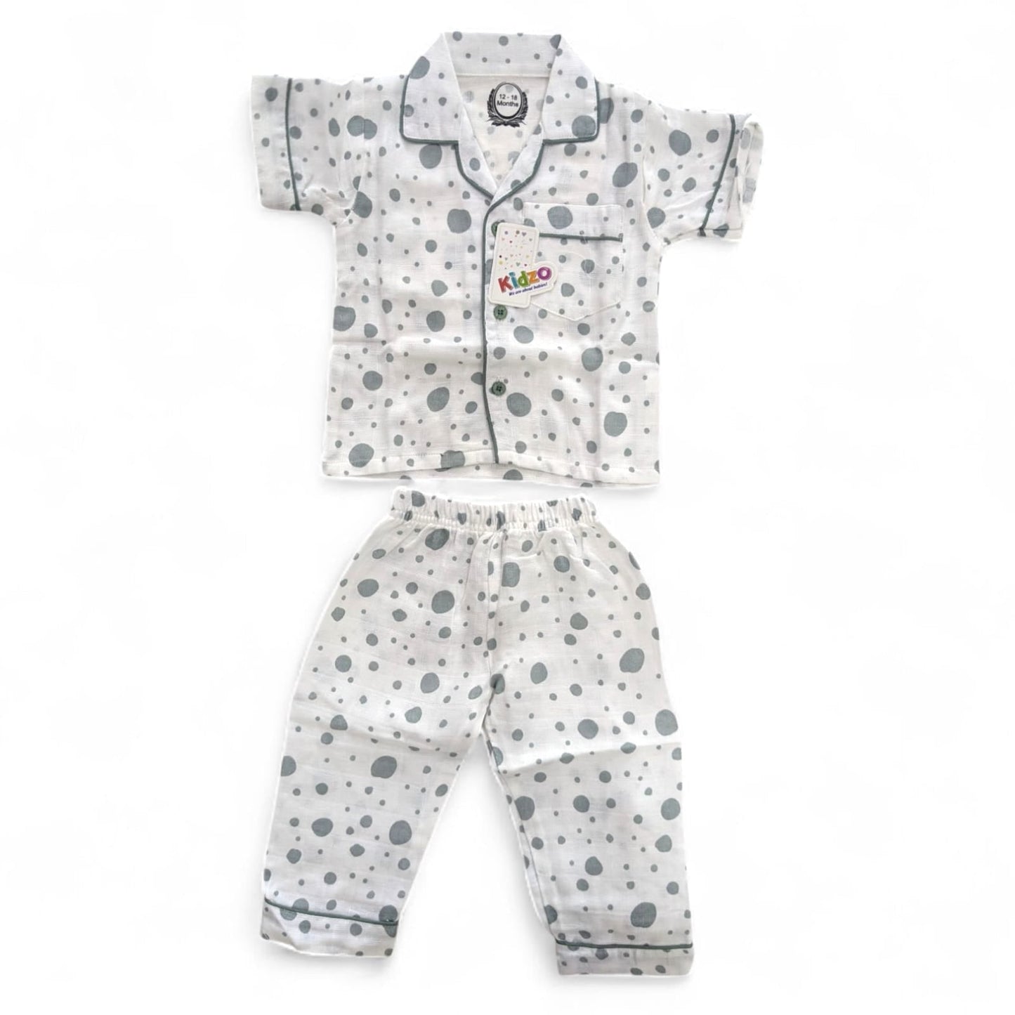 Kids 2 Pc Circle print  Night Suit