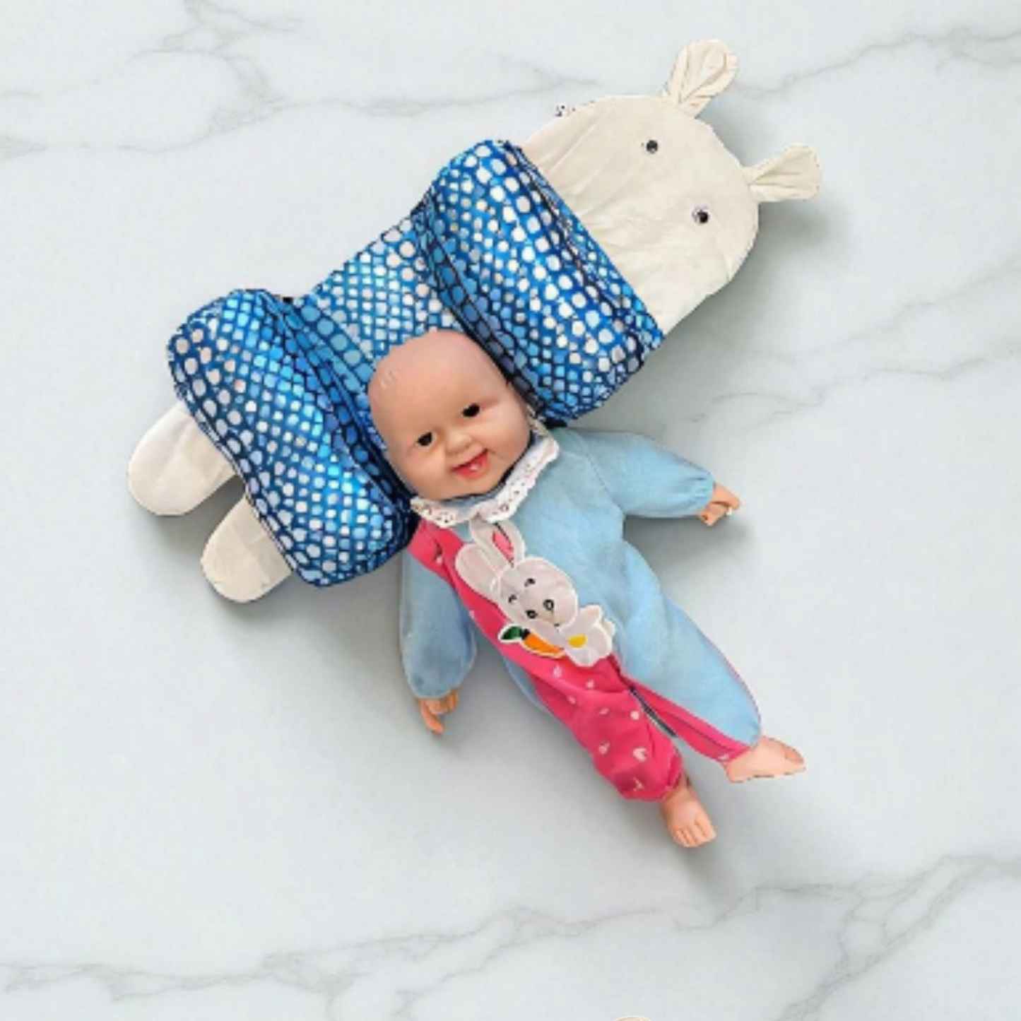 Baby Head Shaping Pillow Blue dotted