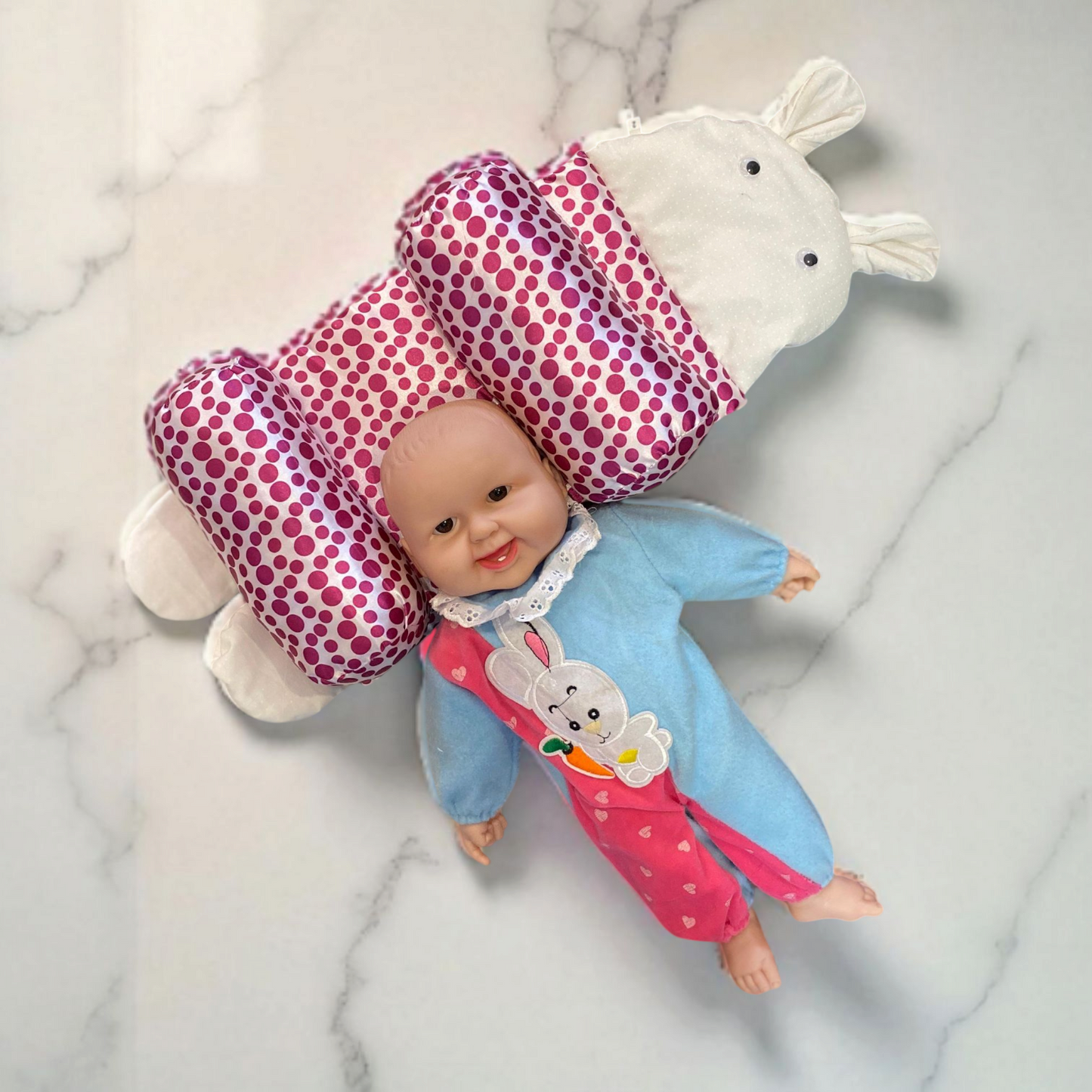Baby Head Shaping Pillow Dotted Pink