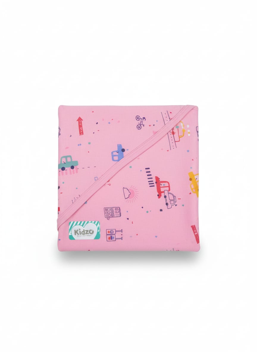 Kidzo Pink Lightweight Hooded Wrapping Sheet